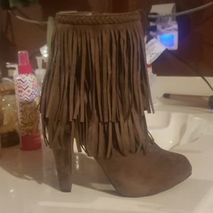 Taupe Tassel Booties